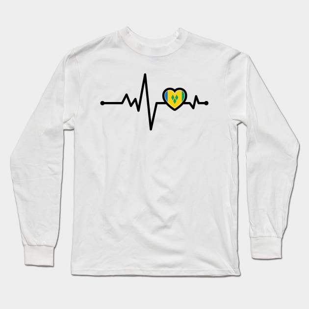 St Vincent and the Grenadines Heart Monitor Long Sleeve T-Shirt by IslandConcepts